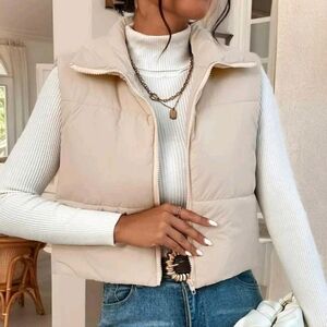 2/$15 Women's Beige Puffer Vest (CROPPED)
